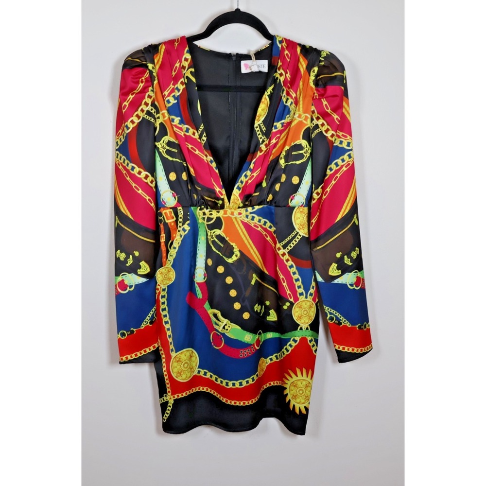 L'Atiste  Dress Size Medium Multi-Color Chain‎ Link  Long Sleeve